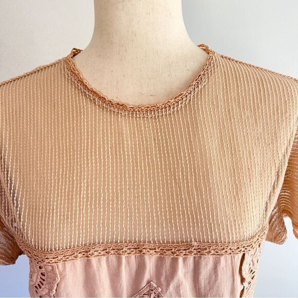 TULAROSA Revolve Clayton Mini Dress Rare Peony Color M Peach Boho Embroidered - Picture 9 of 11